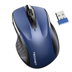 TECKNET Wireless Silent Mouse, Quiet Click, 2.4G Optical Computer Mouse, Blue